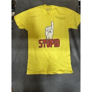 VTG 70s Hanes Beefy T Shirt M Single Stitch Made in USA Roach Stupid MINT Ts1